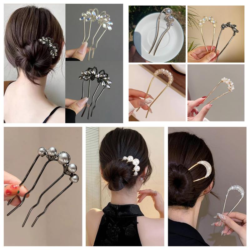 Y117 Trâm Cài Tóc Kim Loại Đính Hạt Nữ Women