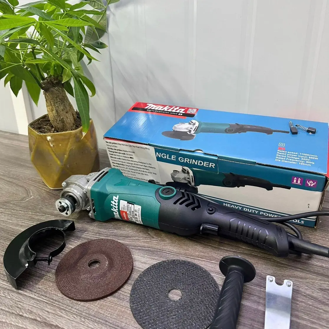 MÁY MÀI ĐIỆN MAKITA CÒ BÓP ĐUÔI CÔNG SUẤT 1200W, FULL PHỤ KIỆN