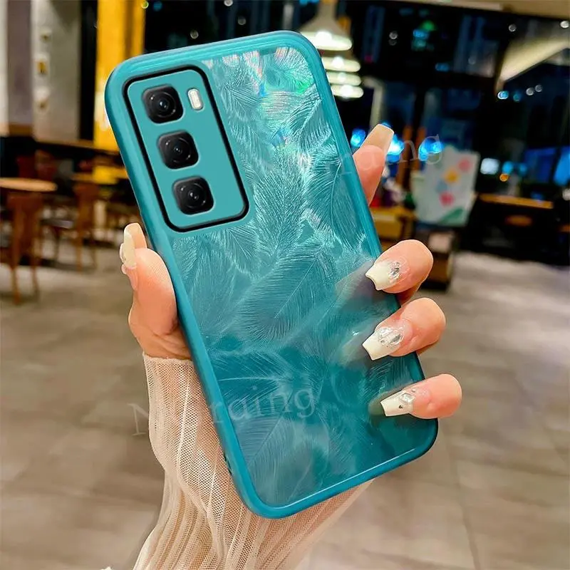 FORLuxury Infinix Hot 50  Feather Pattern Phone Case for Pro Plus 50Pro+ 4G Full Camera Protection Shockproof Soft Back Cover