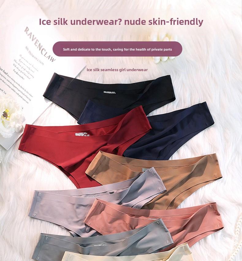 Product Introduction of Quần Lót Lụa Lạnh Không Đường May, Bán Chạy Mùa Hè, Dành Cho Nữ, Thoáng Khí, Cạp Thường, Quần Lót Nữ Xuất Khẩu Một Mảnh 1