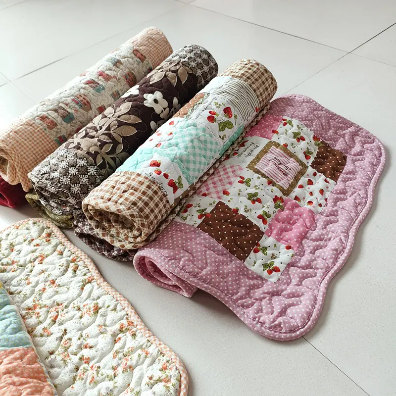 Thảm chân vải trần bông Thảm quilt họa tiết decor phong cách retro (được chọn mẫu) thảm  lau chân