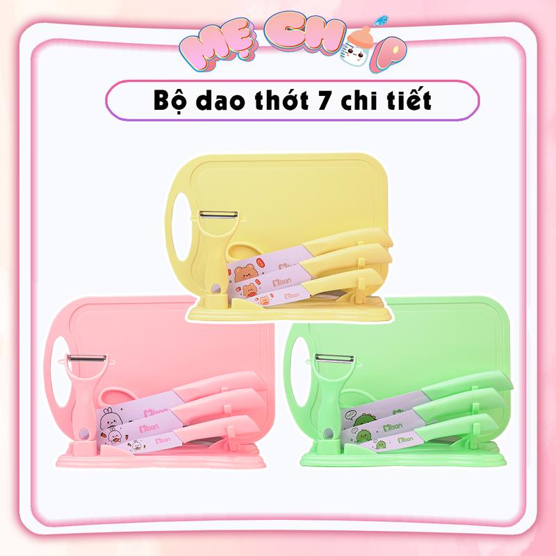  Bộ dao thớt 7 chi tiết chế biến đồ ăn cho bé ăn dặm Misan 