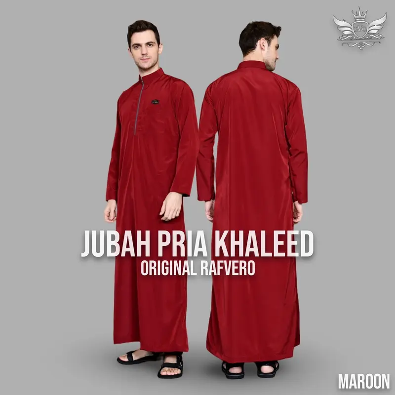 RAFVERO Jubah Pria KHALEED Original Navy - Gamis Pria Muslim Dewasa Katun Bestway Premium Model Baru Jubah Lebaran 2025 Size M L XL - Kombinasi 5