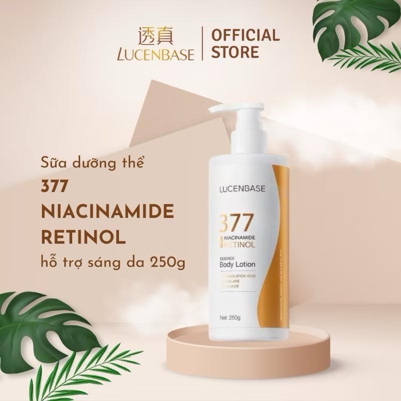 Sữa dưỡng thể 377 Niacinamide Retinol LUCENBASE 250g hỗ trợ khóa ẩm làm sáng da