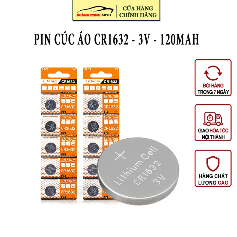 Pin Cúc Áo Lithium CR1632 3V 120mAh 0