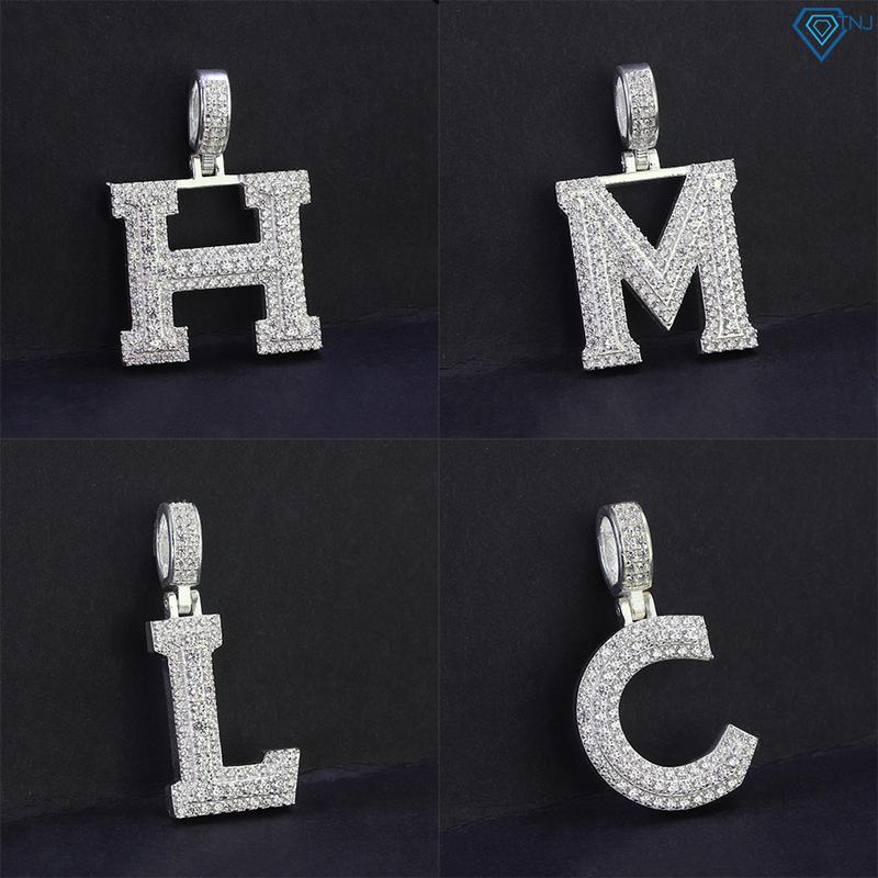 Mặt dây chuyền chữ cái bạc cho nam theo tên đính đá MDCA0076 Trang Sức TNJ