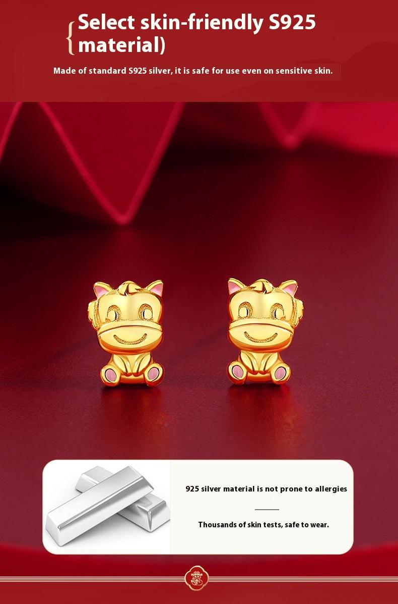 Product Introduction of Chinese Zodiac Earrings for Women S925 Sterling Silver New Chinese Style National Trend Chinese Zodiac Snake Year of the Zodiac Earrings miduoduo 7