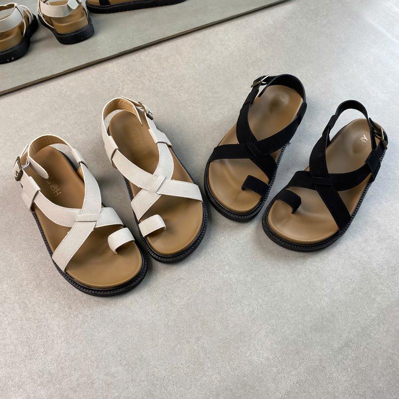 Sandal nữ quai da xỏ ngón chất mềm mại ANNEE trẻ trung 2 màu 2025