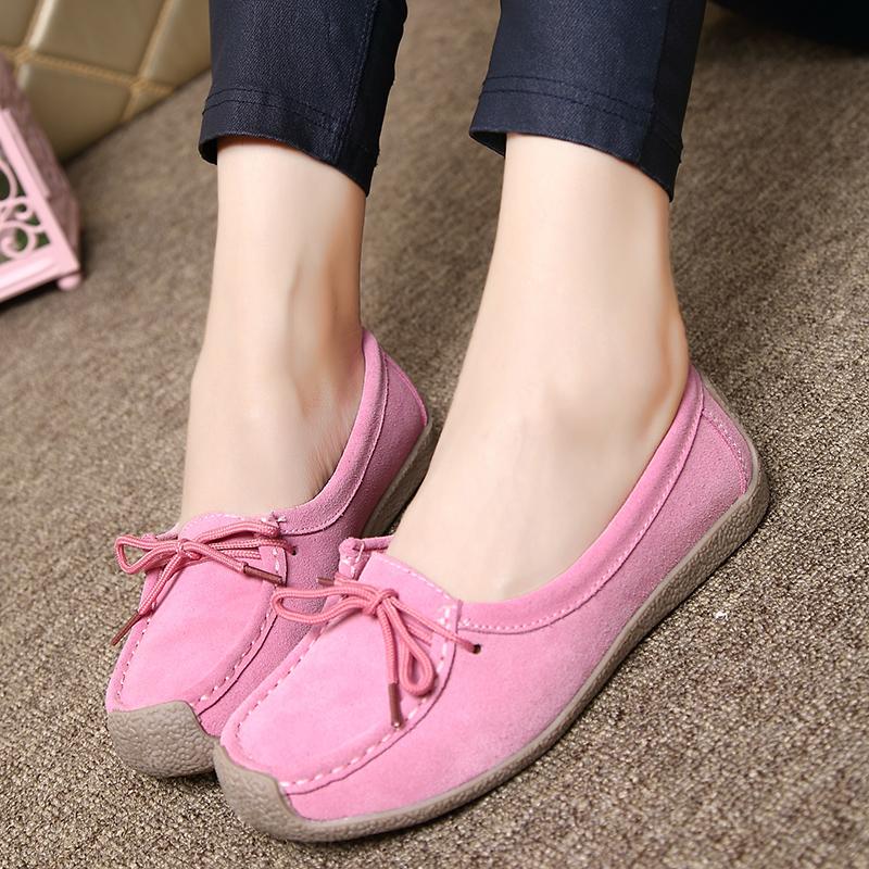 Large Size 35-43 Flat Loafers Women's Shoes Non-Slip Genuine Leather Snail Shoes Mom Shoes 2
