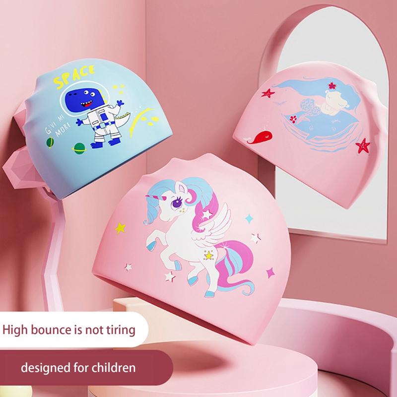 Product Introduction of Children's Swimming Cap Boys And Girls Long Hair Waterproof Head Training Professional Swimming Cap Silicone Cap 15