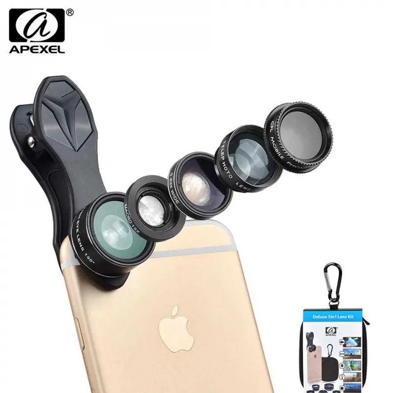 5 in 1 Lensa CPL Fisheye Macro Telephoto Wide Angle - APL-DG5H 0