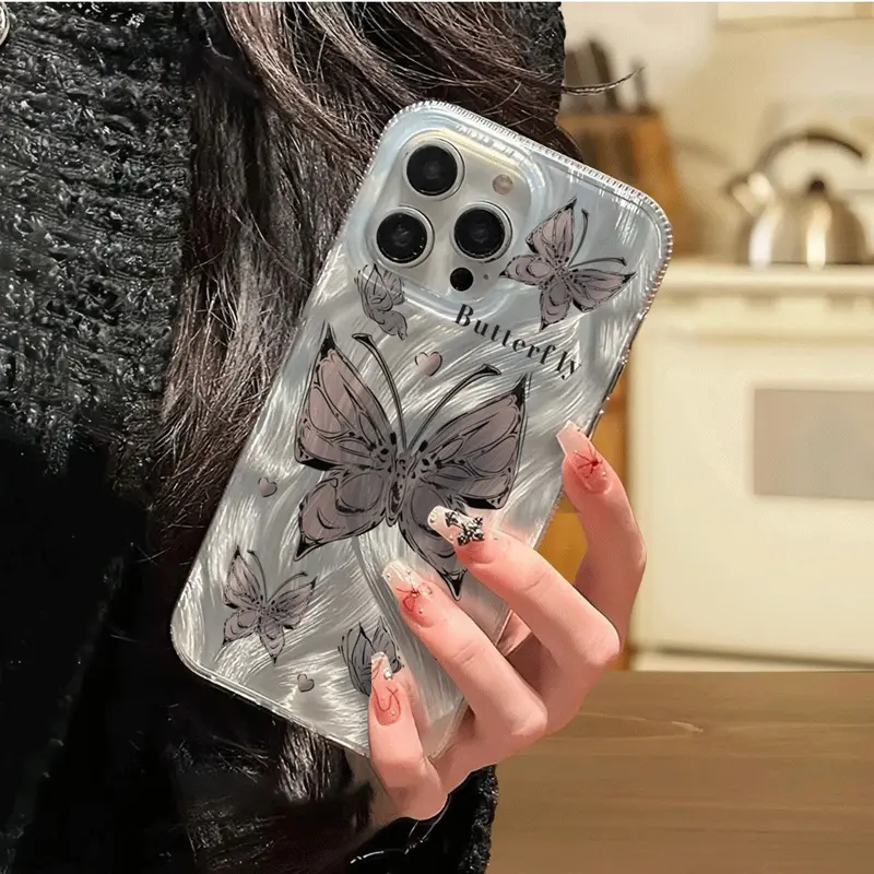Stained Fluttering Butterfly Casing hp Samsung A16 A06 A55 A35 A54 A05S A05 A15 A14 A13 A52 A04S A03S A02S A04E A03 A10 A10S A11 A12 A20 A30 A20S M11 M12 M13 M23 Laser Case 1