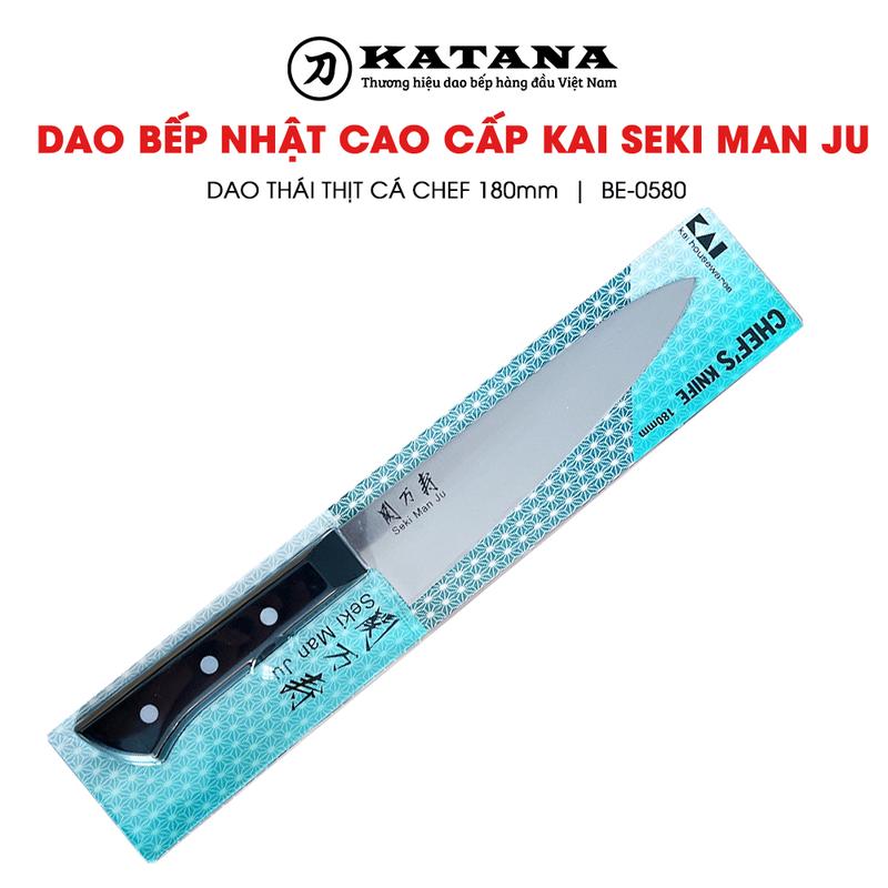 Dao thái thịt cá BE0580 (180mm) - Dao bếp Nhật cao cấp KAI Seki Man Ju Chef