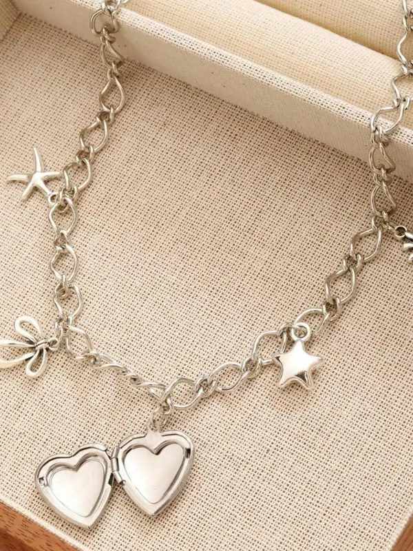 Cute Bow & Heart & Star Design Pendant Necklace, Fashion Jewelry for Party, Daily Clothing Decor, Trendy All-match & Exquisite Jewelry for Birthday Gift 2