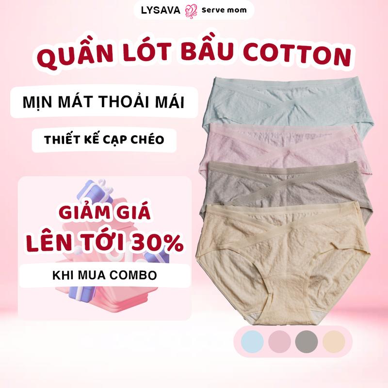  Quần lót bà bầu cotton cạp chéo mềm mại Lysava quần chip bầu thoáng khí nâng bụng cho mom QL9 