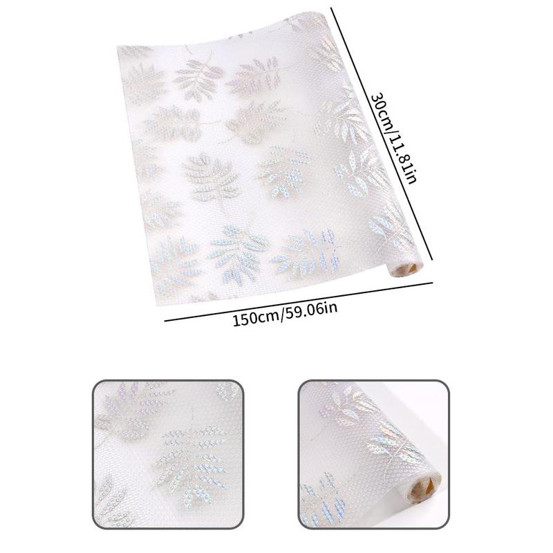 Product Introduction of Non Adhesive Drawer Liner, 1 Roll Washable Oil-proof Shelf Paper, Modern Leaf Pattern Cabinet Liner, Home Care Supplies for Kitchen Cabinets, Refrigerator, Storage 1