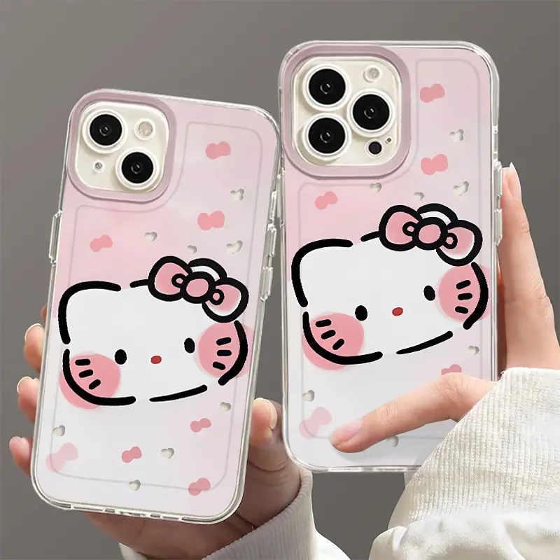 Ốp Mềm Họa Tiết Hello Kitty, Trong Suốt, Chất Liệu Silicon TPU, Bảo Vệ Ống Kính, Tương Thích Với iPhone 14 13 12 11 Pro Max, 15 Pro Max, XS Max, XR, X, 7, 8Plus, SE2020, Phong Cách Hoạt Hình