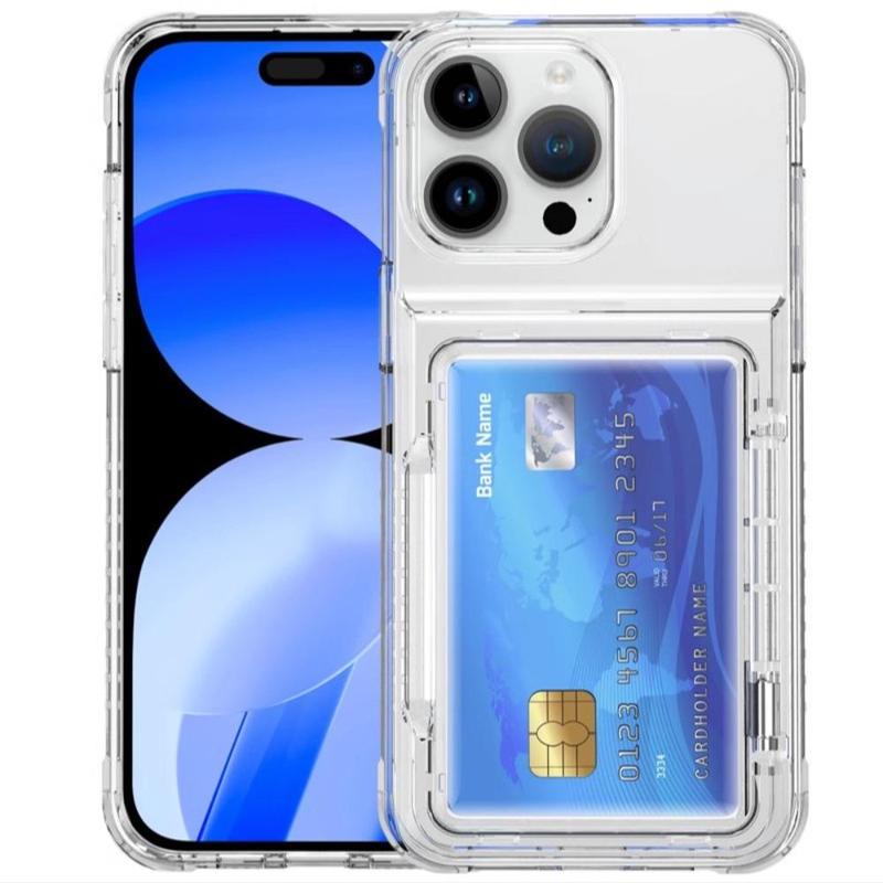 Clear Phone Case With Card Holder & Stand, Decorative Phone Protective Cover, Phone Accessory Compatible With iPhone 11 Pro 12 13 14 15 Pro Max 15 Plus 3