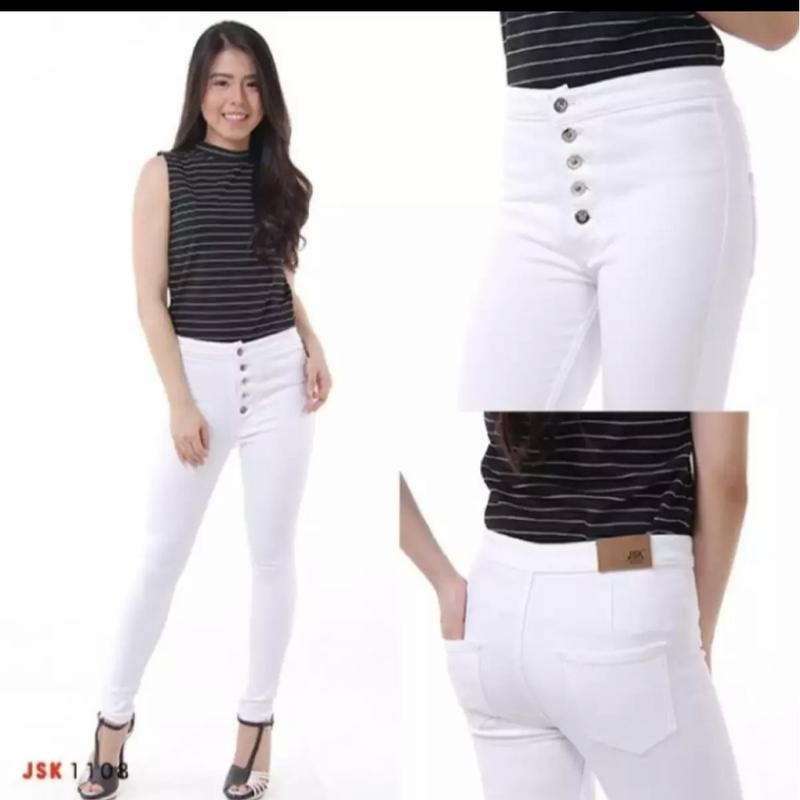 CELANA WANITA BOYFRIEND JEANS KANCING 5 / CELANA JEANS WANITA / HW Kancing 5 ysf.jeans Nyaman Soft Stretch Panjang Navy Variasi 3