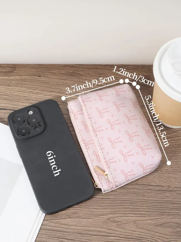 Women's Bow Pattern Short Wallet, Casual Multi Card Slot Card Holder, Minimalist Portable Multi-functional Zero Wallet, Driver's License Wallet, Card Bag 1