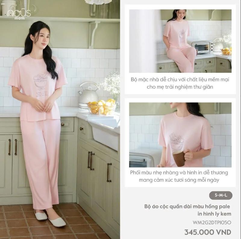[KOL Nous Mom] Bộ áo cộc quần dài phối họa tiết chất liệu co giãn đa chiều, thoáng mát cho các mẹ 1