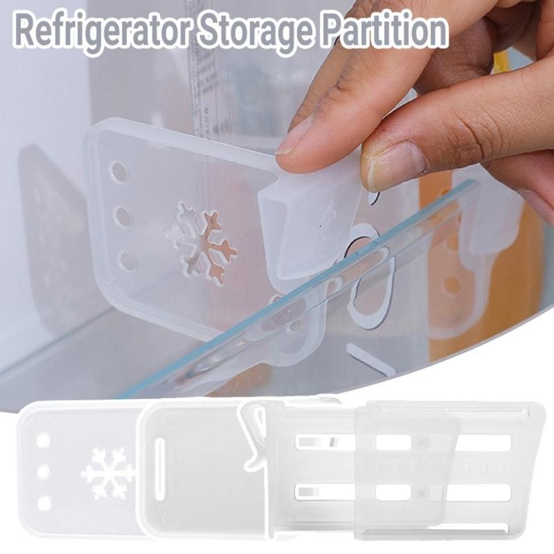 1Pcs/1Set New Fridge Side Door Refrigerator Partition Board Kitchen Accessories Separating Storage Shelf Bottle Can Organizer Plastic Divider Clip 1