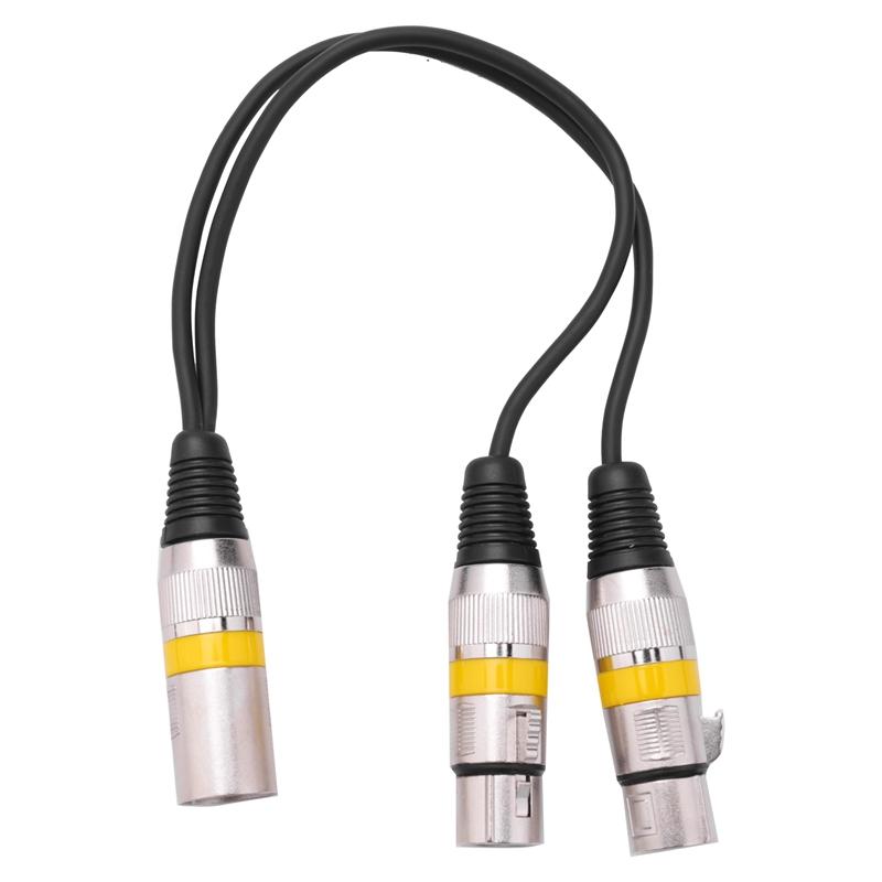 thumbnail image 2 of 2-Pack 3-Pin XLR Male To Dual Female Y-Splitter Mic Cable Adapters – 16 AWG, 6 Inch 2 of 3