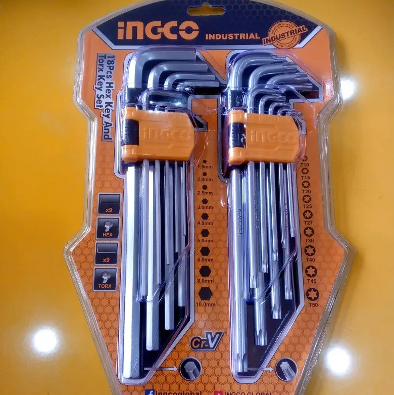 Kunci L Panjang Kombinasi Set 18Pcs INGCO HHKSET0181