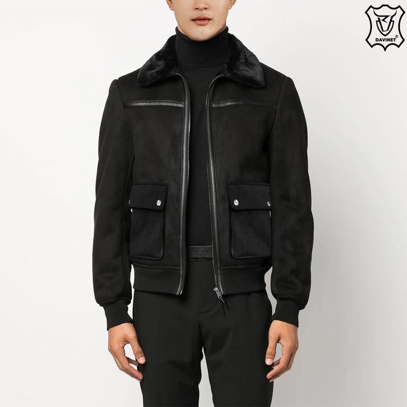 Áo Khoác Nam Bomber G3 LEATHERMEN Am24-01 Cổ Lông Tháo Rời Độc Đáo Mua 1 Được 3 Dễ Dàng Thay Màu Lông Cổ. Da Cừu Kết Hợp Nỉ Cao Cấp Nhập Khẩu Siêu Bền Giữ Ấm Tốt Bảo Hành 5 Năm Menswear Jacket