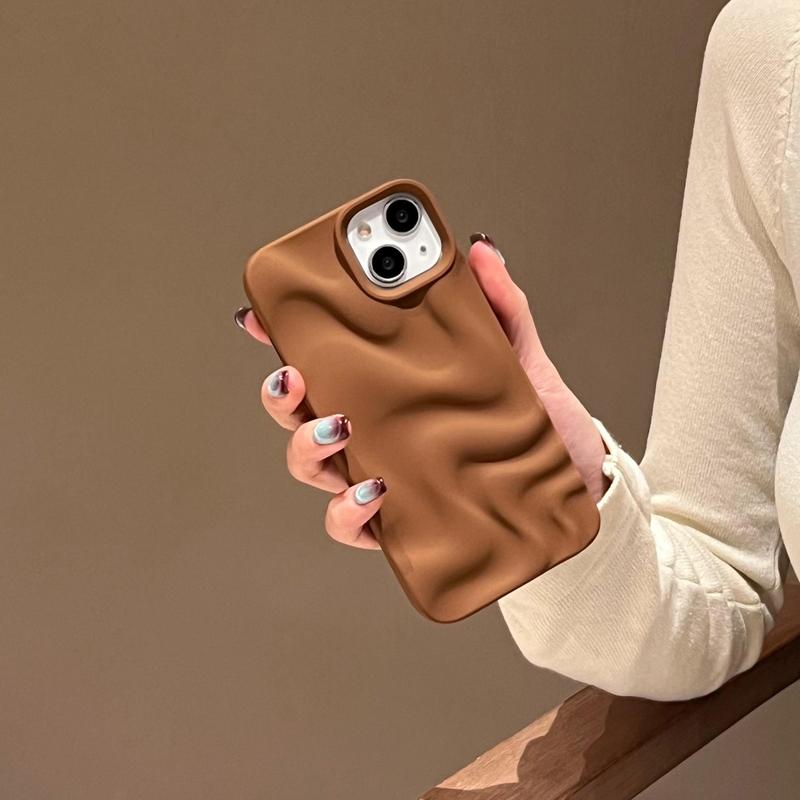 Product Introduction of Wavy Pattern Phone Case, 1 Count Solid Color Matte Phone Protective Cover, Phone Accessories Compatible with iPhone, Casing 1