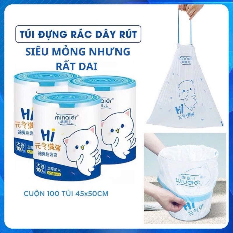   Mỏng nhưng dai  Set 5 Cuộn  500 Túi  Túi Đựng Rác Tự Phân Hủy Túi Đựng Rác Có Dây Kéo Loại Dai Chắc Chắn Kích Thước 40*50cm dây rút tuirac  sinhhoc 