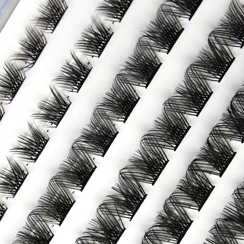 Natural Curl Eyelashes, 1 Box Individual False Eyelashes & Eyelash Glue with Tweezers, Self Grafting Eyelash Extensions, False Eyelashes Clusters 3