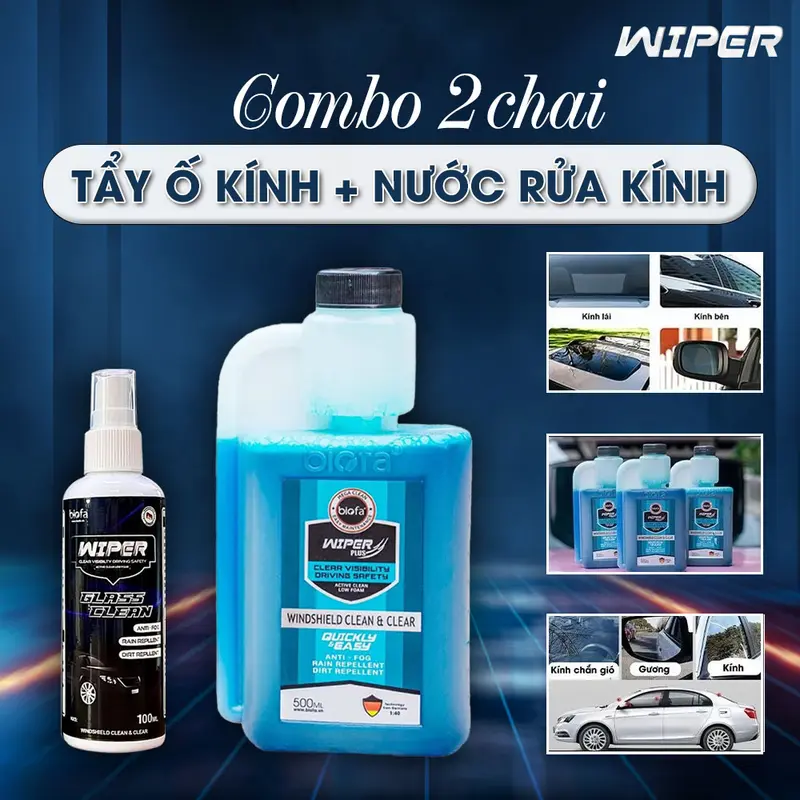 Combo 2 Chai Tẩy Ố Kính + Nước Rửa Kính Ô Tô Tiện Lợi, Hiệu Quả 0