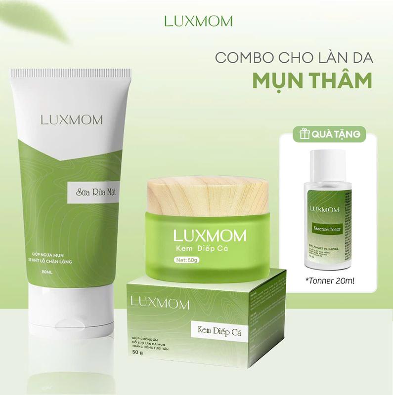 Bộ Đôi Kem Diếp Cá Và Sữa Rửa Mặt Luxmom Dưỡng Da Cho Mẹ Bầu Và Sau Sinh Trắng Mịn Hết Mụn Thâm Sạm ( Mẫu mới 2024 )