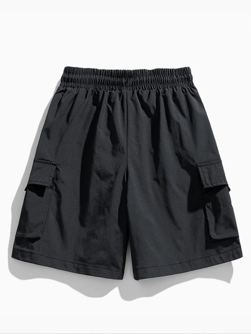 Product Introduction of Men's Solid Flap Pocket Cargo Shorts, Regular Fit Casual Fashion Comfy Shorts for Summer, Men's Bottoms for Daily Wear 2