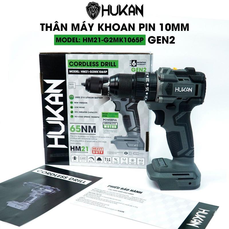THÂN MÁY KHOAN Hukan 10MM HM21-G2MK1065P - lực siết 65N, đầu kẹp 10mm, chân pin phổ thông ( THÂN MÁY KHÔNG PIN SẠC )