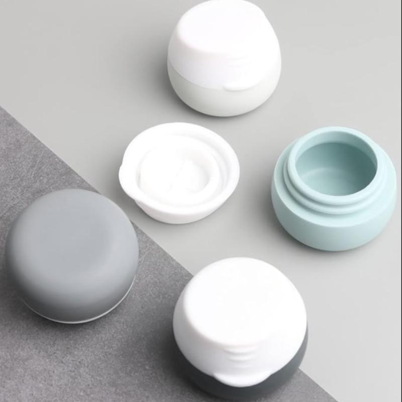 Product Introduction of Silicone Travel Jar, 4 Counts/set Mini Leak Proof Travel Container with Lid, Portable Storage Jar for Toiletries, Face, Body, Hand Cream 0