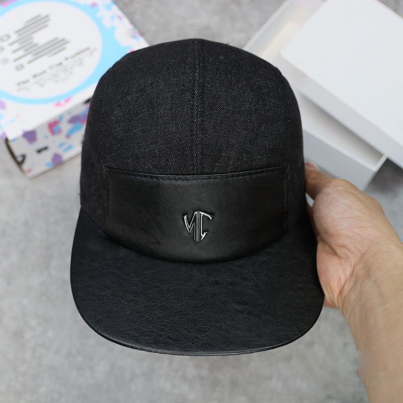 Mũ Nón Cam vải jean 5 tấm phối da , Nón nam dáng snapback kết phối da cap cấp