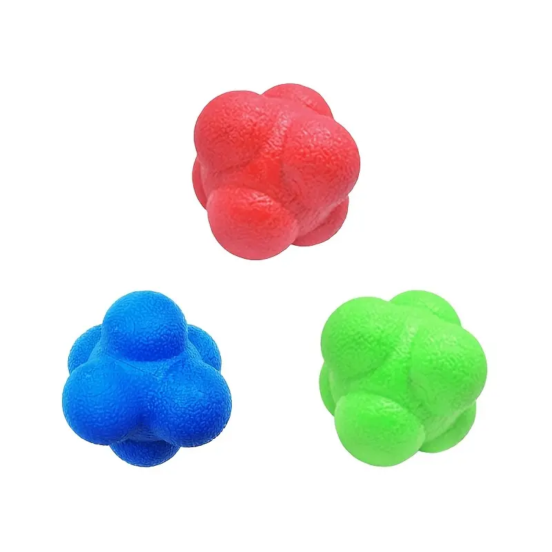 3pcs Hexagonal Speed Training Balls, Sensitivity Response Elastic Balls, Natural Rubber Agility and Reflex Training, Various Colors, Suitable for Adults, Suitable for Independence Day, New Year, Labor Day, Father's Day, Teacher's Day 0