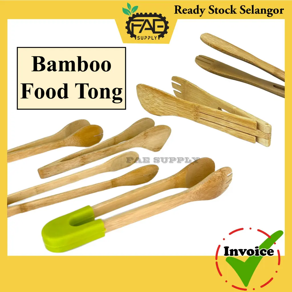 Bamboo Tongs Wood Wooden Food Toast frying  Toaster bread noodle Tea Leaf Tong Salad Home Tweezer Penyepit makanan