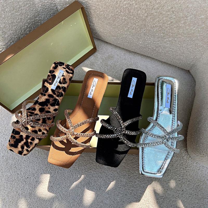 Gạo.Shoes - ( có 35-42) Dép Lê Nữ, Dây ĐÁ THOI MŨI VUÔNG, Đế Chống Trơn Trượt DéP