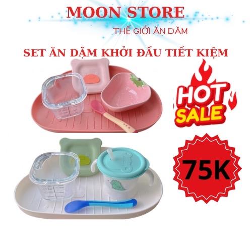 [DEAL HOT] Set ăn dặm khởi đầu tiết kiệm cho bé gồm khay, thìa, hủ thủy tinh và chén sứ