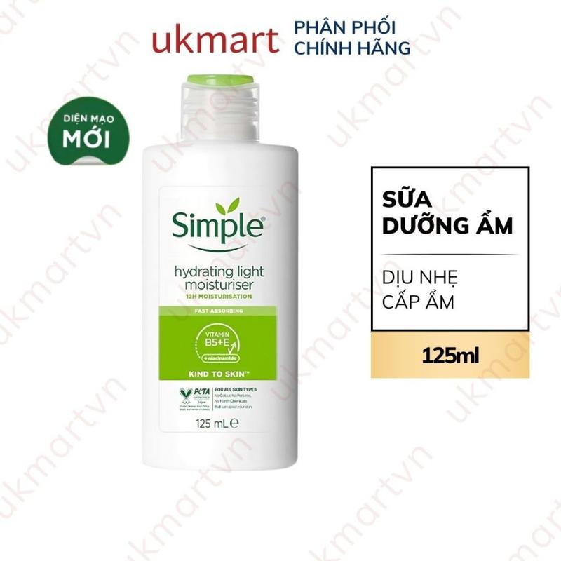 (Dơ vỏ) Sữa Dưỡng Da Simple Kind To Skin Hydrating Light Moisturiser 125ml Dưỡng Ẩm 12H Cho Làn Da Nhạy Cảm