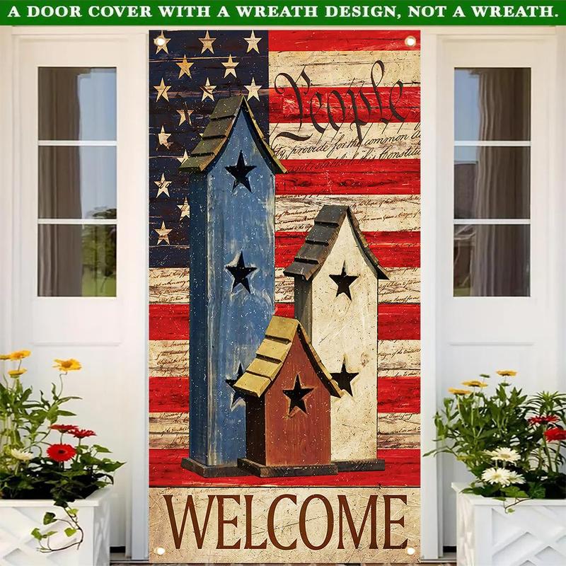 Product Introduction of Rustic Americana Welcome Door Cover, 35.4x70.8 Inch Welcome Door Curtain, Event Photos, Atmosphere Enhancement, and Door Decor 3