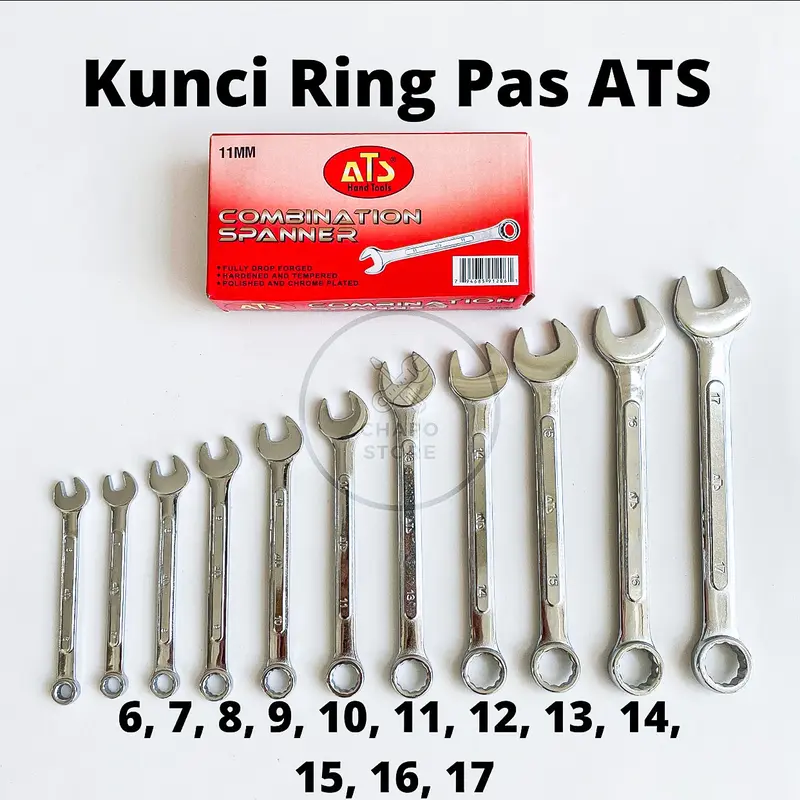 Kunci ring pas ATS 6 7 8 9 10 11 12 13 14 15 16 17 18 19 20 21 22 23 24 mm kunci kombinasi ATS combination spanner 0