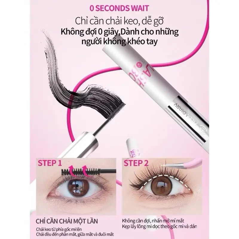 Keo 2 Đầu Mascara Mlen Diary 4in1 kết hợp dung dịch tẩy keo, thiết kế tiện lợi 4g 4