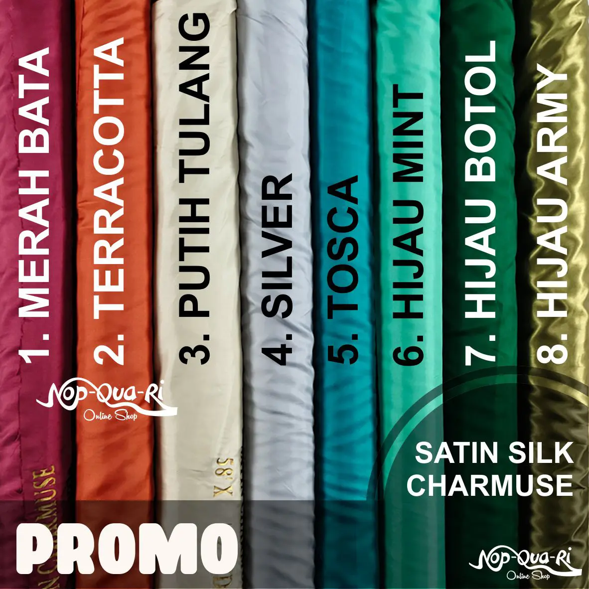 Kain Premium Satin Charmuse Warna Polos Cantik Glossy Silky