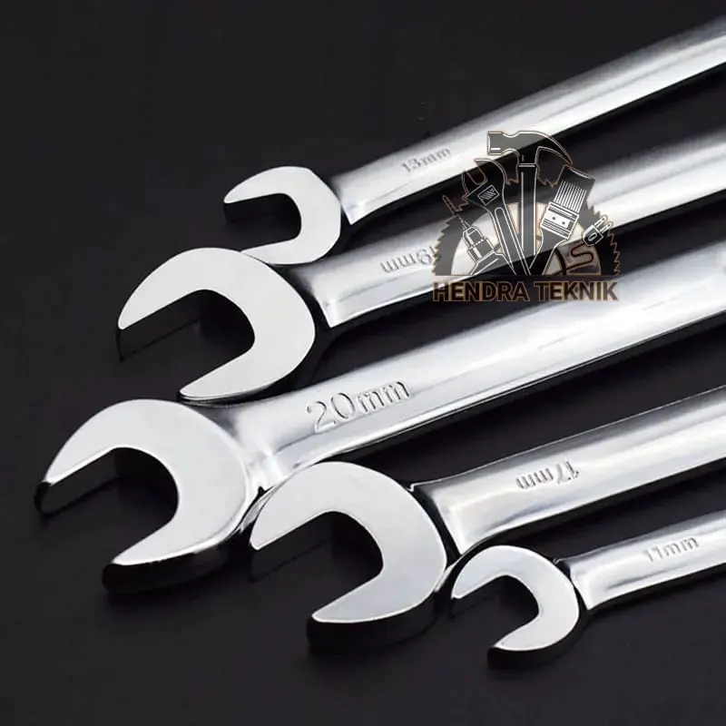 KUNCI RING PAS RACHET SET 7PCS KUNCI RING PAS 8MM - 19MM KUNCI KOMBINASI KREK 7PCS RATCHET COMBINATION SPANNER SET alat bengkel 3