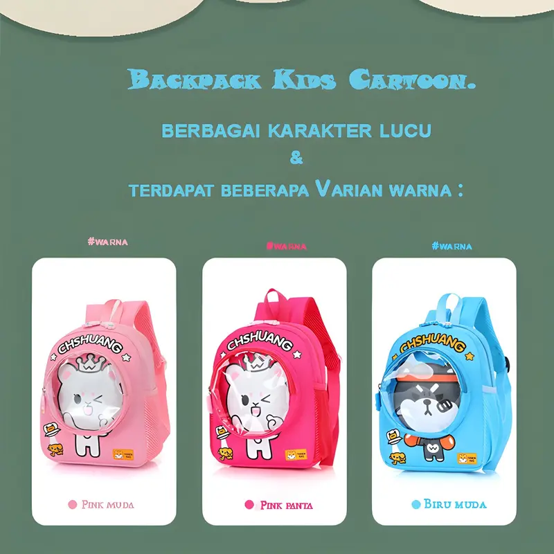 Tas Ransel Anak PVC Motif Hewan Kartun Lucu Tas Fashion Sekolah Mini Transparan TK/Sd Perempuan Laki-Laki Sd Sd 6