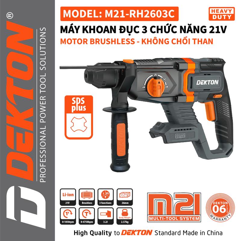 Máy Khoan Đục 3 Chức Năng M21-RH2603C / Brushless / 3.2J / SDS PLUS / Chân Phổ Thông MKT
